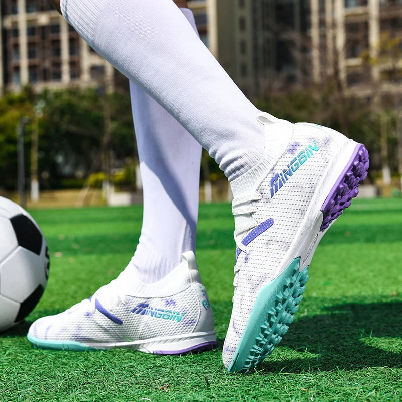 Tacchetti da calcio turf professionali da uomo, scarpe da calcio con mesh traspirante per ragazzi, sneakers antiscivolo da uomo Society Chuteira