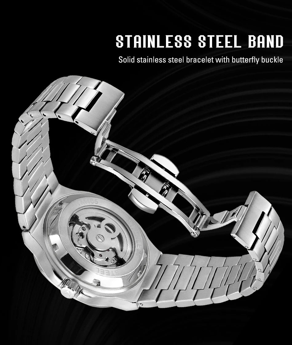 2026 High-end Luxury SKROX Square Man Watch Sapphire Stainless Steel Skeleton Moon Phase Classic Automatic Movement Male Watches