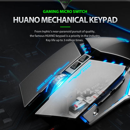 INPHIC W2 Gaming Mouse Silent Click USB Optical Wired Mouse 4800DPI Ergonomic Mice 6 Programmable Buttons RGB Breathing LED PC