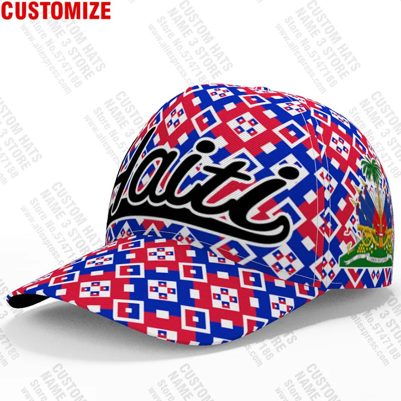 Cappellino personalizzato gratuito con nome dell’università, numero e logo della squadra di Haiti (Hti) – Viaggi nel Paese – Nazione francese – Bandiera della Repubblica di Haiti – Cappellino da baseball