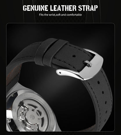2025High-end Luxury SKROX Square Man Watch Sapphire Tourbillon Steel Skeleton Moon Phase Automatic Movement Leather Male Watches