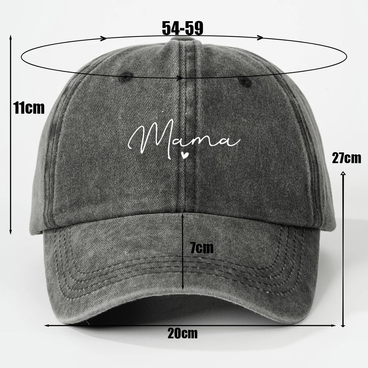 New Printed heart-shaped letters "mama" are fashionable and versatile baseball caps that are suitable for daily outdoor casual w