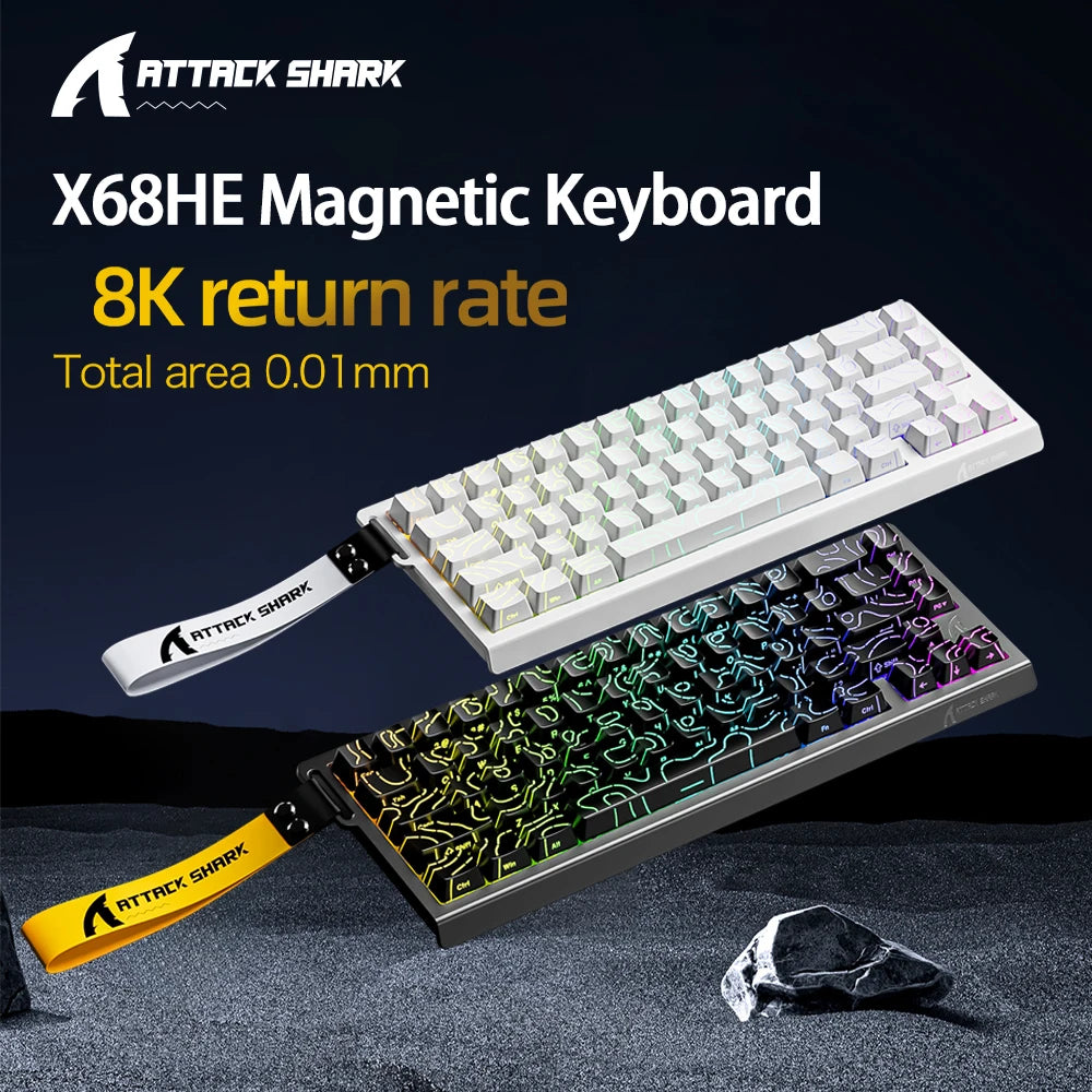 ATTACK SHARK X68HE Magnetic Keyboard Red Wired Mechanical for Pro Gaming 0.01mm Rapid Trigger 8000Hz SOCD/Rs 0.125ms 128K Rate