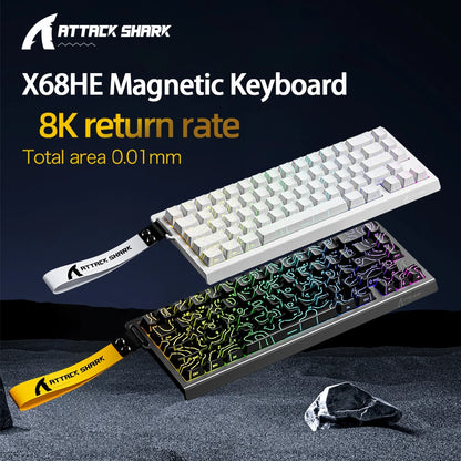 ATTACK SHARK X68HE Magnetic Keyboard Red Wired Mechanical for Pro Gaming 0.01mm Rapid Trigger 8000Hz SOCD/Rs 0.125ms 128K Rate