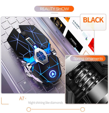 UTHAI A7 Laptop Accessories Rechargeable Wireless Mouse Mute Office Game Water Cooled Light Effect Bluetooth Mouse