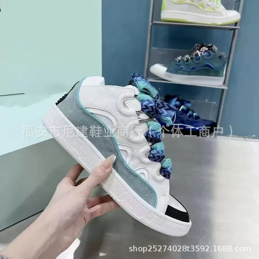 Comfortable High Heel Skate Shoes Thick-Soled Casual Sporty Dad Bag Shoes Vietnamese Cambodian New Style Knot-Tied Slip-On