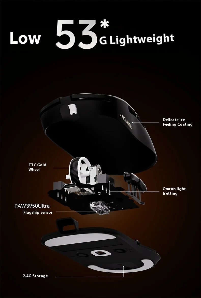 ATK  A9 Plus Gaming Mouse Wireless A9/A9 SE/A9 Pro Tri Mode 8K Gaming Mouse Lightweight A9 Ultimate E-sports PC Gift Customized