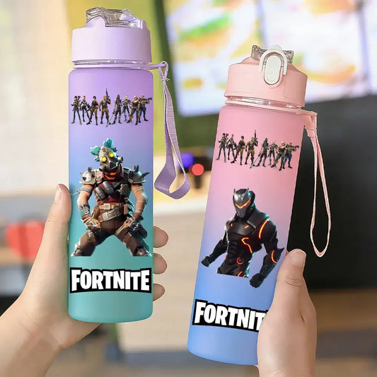 Fortnite BPA-freie 750ml-Sport-Trinkflasche mit Farbverlauf, robust, für Camping, Wandern, Schule, Geschenk für Eltern, Paare und Schüler