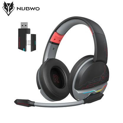 NUBWO Dual G08 Wireless Gaming Headset with Microphone for PS5, PS4, PC, Mobile, Switch, 2.4GHz Bluetooth Wireless Headphones