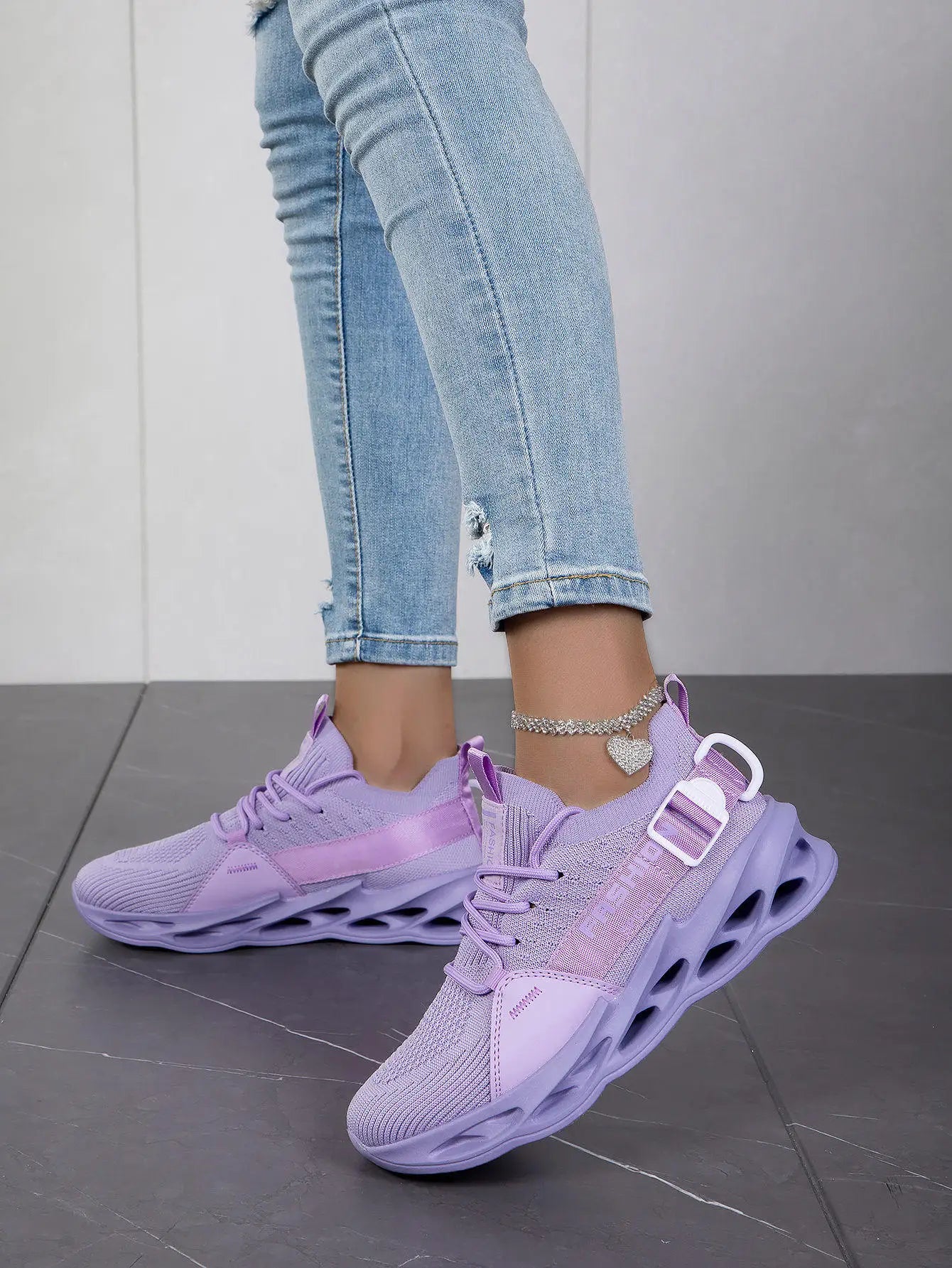 Modieuze paarse casual sneakers in de aanbieding voor dames en heren – Blade hardloopschoenen, grote maat 48, lichte ademende sportschoenen voor heren, mesh sneaker