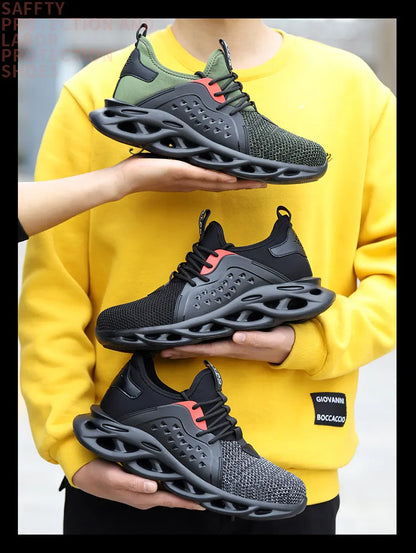 Chaussures de sécurité de travail pour hommes, baskets de travail légères et indestructibles, chaussures de sécurité à bout en acier, bottes de protection de sécurité, chaussures de toiture