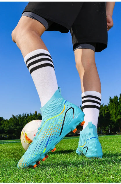 Zapatillas de fútbol para hombre, botas de fútbol profesionales para césped y futsal, unisex, para partidos en césped y entrenamiento al aire libre, tacos antideslizantes y transpirables