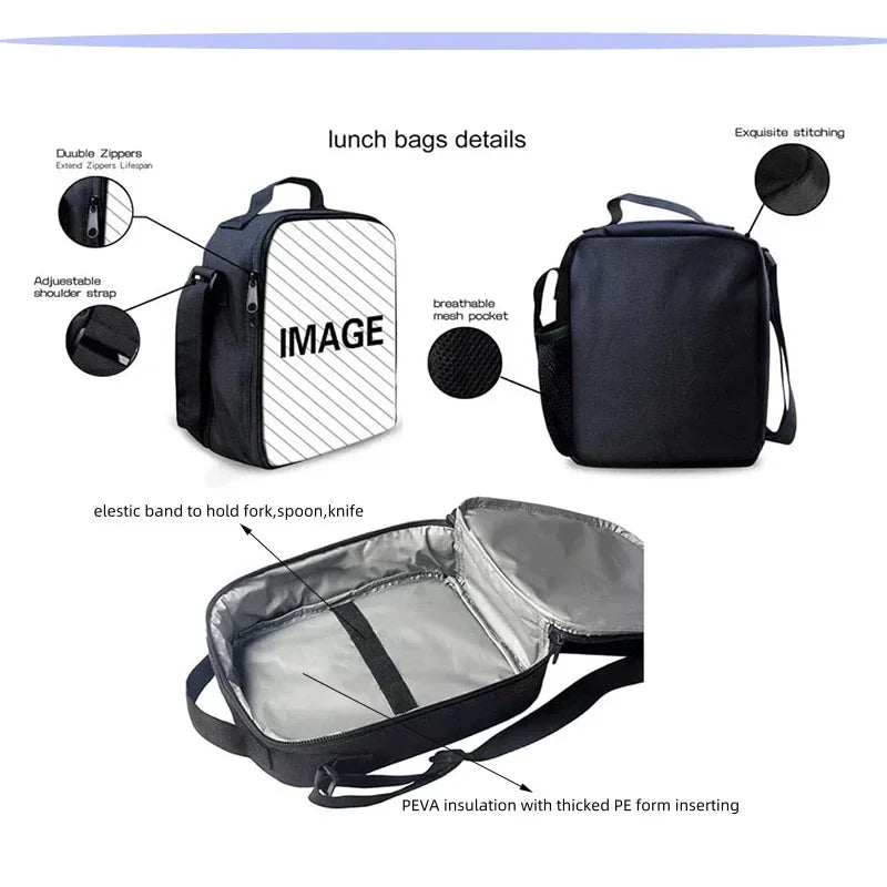 Hot Game Child Insulated Large F-FortniteS Capacity Bag for Boy Girl Student Outdoor Picnic Resuable Thermal Cooler Lunch Box