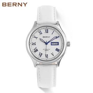 BERNY Automatic Watches for Men Sapphire Luminous Hands Day Calendar Dress Luxury Mechanical Watch 5ATM Vintage-Style Wristwatch