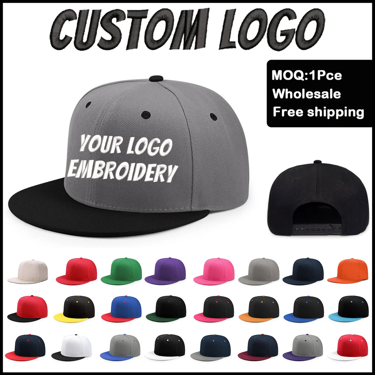 Fedoryn Custom Snapback Caps Splice Color Embroidery Hip Hop Cap for Women and Men DIY LOGO Design Print Hats Unisex Wholesale