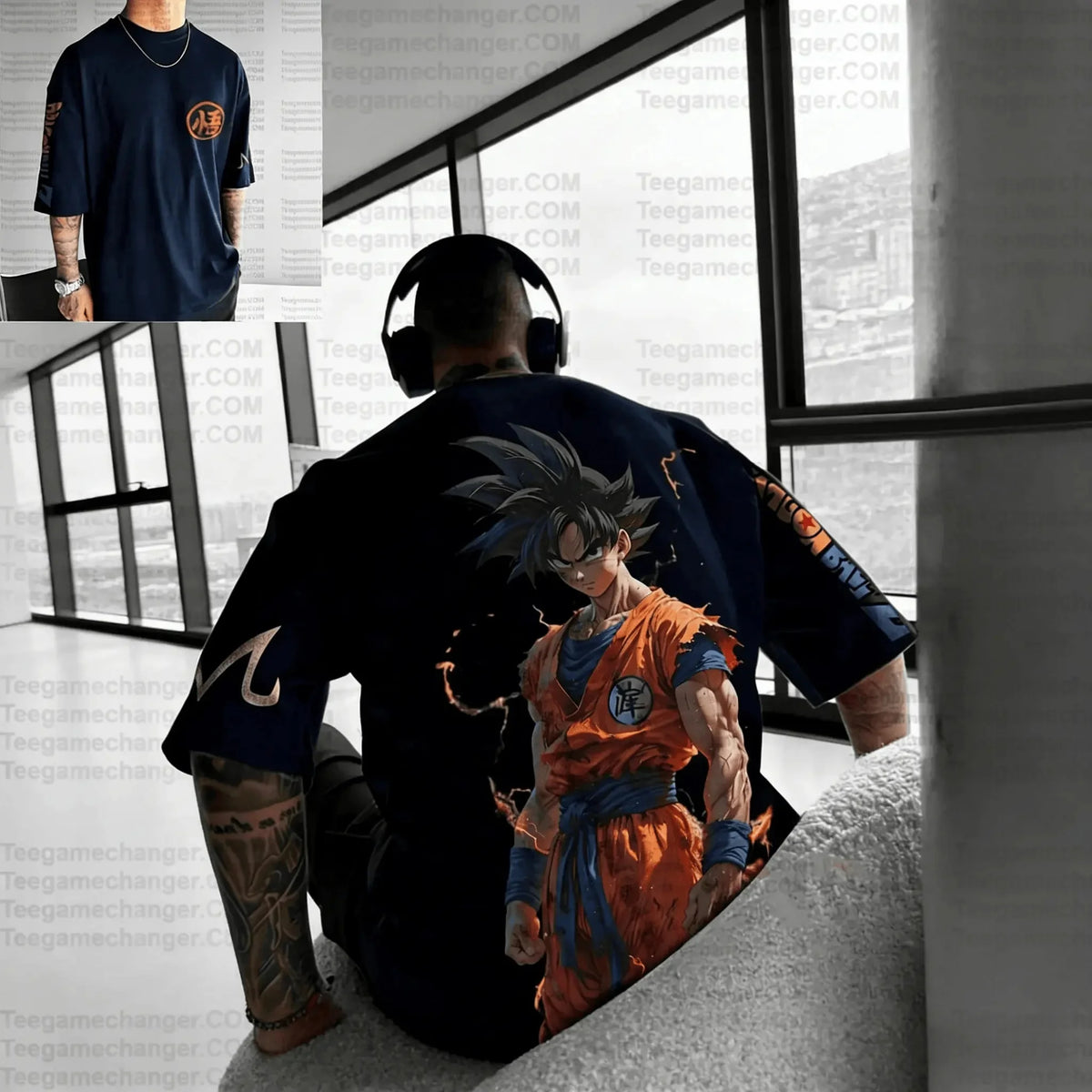 Tricou vintage pentru bărbați cu motiv anime „Goku rănit în bătălia de vară din Dragon Ball”, din bumbac pur, casual, lejer, sportiv, pentru uz zilnic