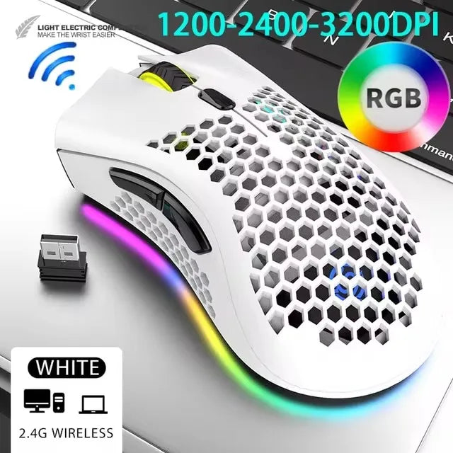 BM600 Rechargeable USB 2.4G Wireless RGB Light Honeycomb Gaming Mouse Desktop PC Computers Notebook Laptop Mice Mause Gamer