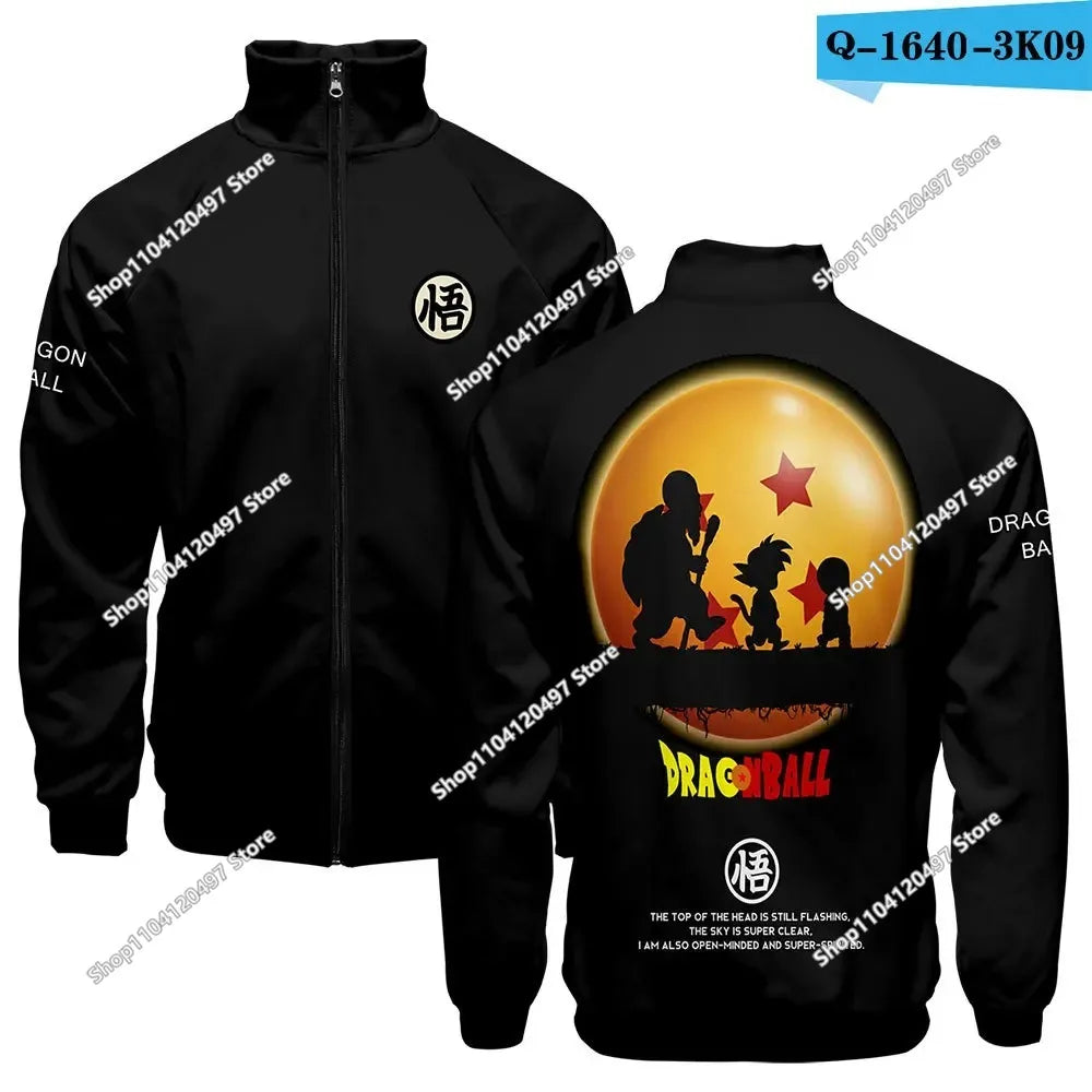 Anime Goku Dragon Ball Jacket Men Women Harajuku Hip Hop Japanese Zip Up Hoodies Goku Clothes Stand Collar Sweatshirt