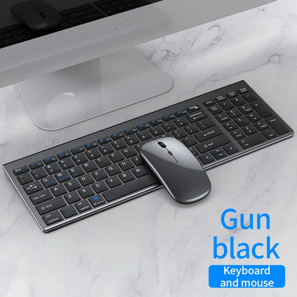 JOMAA Bluetooth-&2.4G-USB-Tastatur-und-Maus-Set für Laptop, Computer und iPad, wiederaufladbare kabellose Tastatur-und-Maus-Kombination, leise