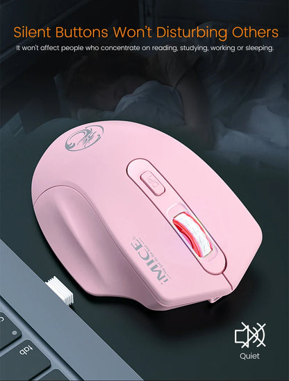 Silent Rechargeable 1600 DPI Adjustable 2.4GHz Wireless Connection Mouse Quiet Click For Office Use Compatible Wiht PC Laptop