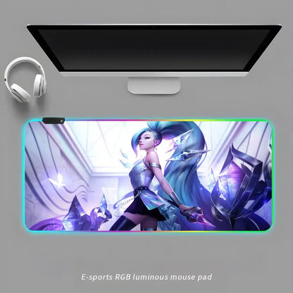 A-S-SeraphineS-ES Mouse Pad RGB Gaming Mouse Pad Desk Mat HD Gamer Large LED Light XXL MousePads