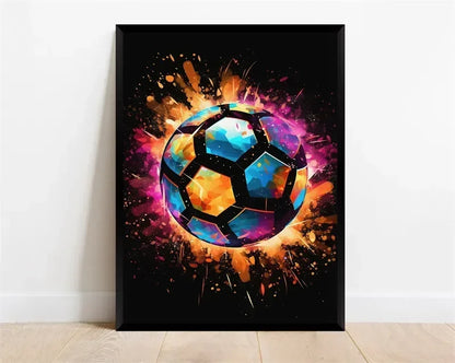 Pop-Neon-Poster mit Videospiel-Charakter, Gamepad, Kopfhörern, Fußball und Basketball – Leinwanddruck, Wandkunst-Dekor für das Gaming-Zimmer