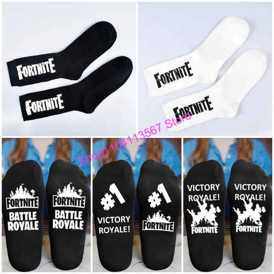 Hot Game Fortnite – 1 Paar Socken für Herren und Damen, weich und langlebig, Victory Royale, warme Freizeitsocken aus Baumwolle, Geschenk hosiery