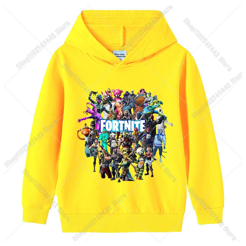Lasten Fortnite-huppari syksyyn, ohut hupullinen collegepaita pojille ja tytöille, pitkähihainen pusero, urheilu- ja vapaa-ajan lastenvaate
