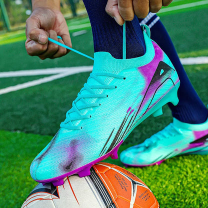 Chaussures de Football professionnelles à fond FG pour hommes, chaussures d'entraînement confortables et durables pour adultes, chaussures de Football à lacets pour adolescents