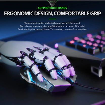 INPHIC W2 Gaming Mouse Silent Click USB Optical Wired Mouse 4800DPI Ergonomic Mice 6 Programmable Buttons RGB Breathing LED PC
