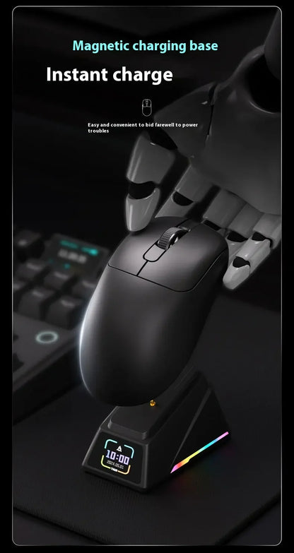 Ajazz AJ179 APEX Wireless Gaming Mouse with Color Screen Base, Bluetooth, PAW3395, 400mAh Battery, 8000Hz Refresh Rate