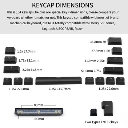 104 Keys Korean French Russian Spanish German Backlit Keycaps For Mx Switch Mechanical Keyboard OEM Profile ABS Key Caps DIY