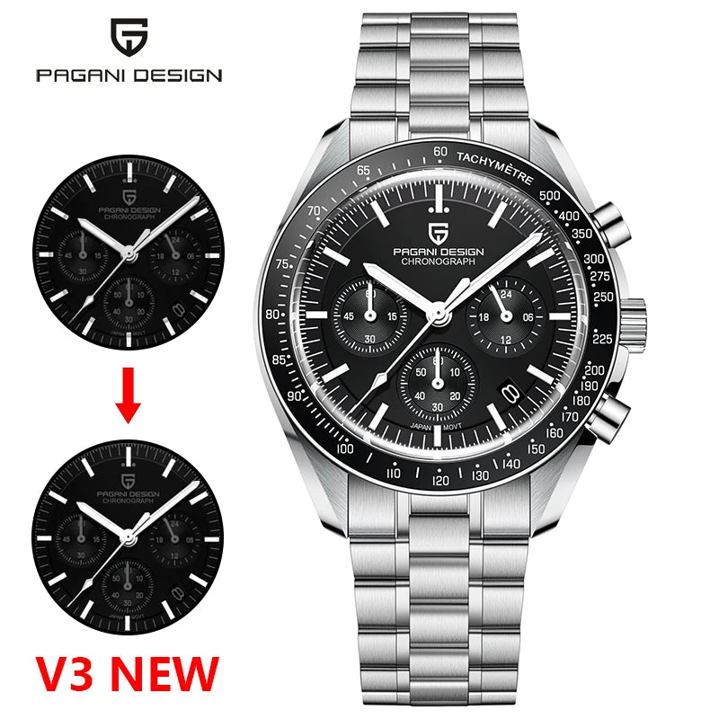 PAGANI DESIGN 2026 New Moon Watch For Men Quartz Multifunction Chronograph Sports Mens Watches Top Brand Luxury Sapphire Mirror