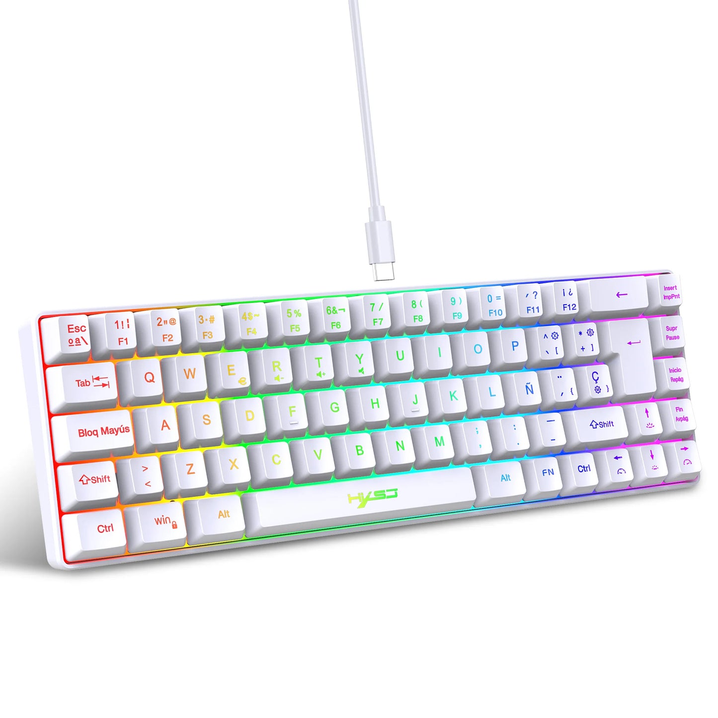 ¡Oferta destacada! Teclado gaming con cable de 69 teclas en español, retroiluminación RGB, diseño compacto al 68%, un accesorio imprescindible para profesionales de oficina y gamers