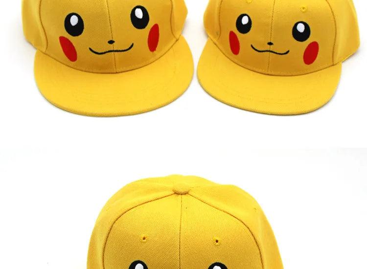 Cartoon Pikachu Cosplay Baseball Hat with Ears Cute Pokemon Baseball Cap for Adults Kids Costume Party Gift