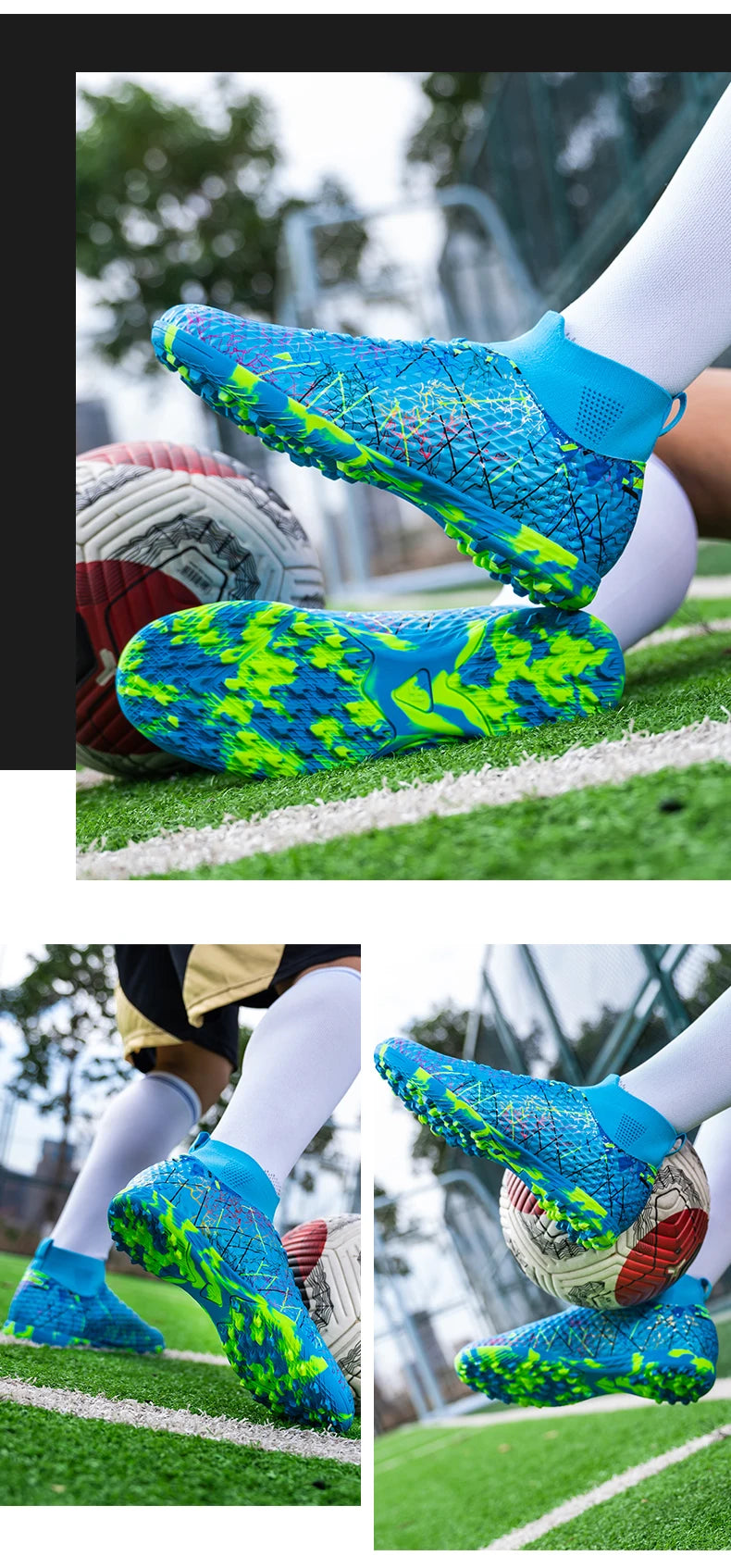 Nouvelles chaussures de football pour hommes, crampons pour terrain extérieur, baskets montantes très vendues pour intérieur, chaussures de football de haute qualité, chaussures de futsal antidérapantes