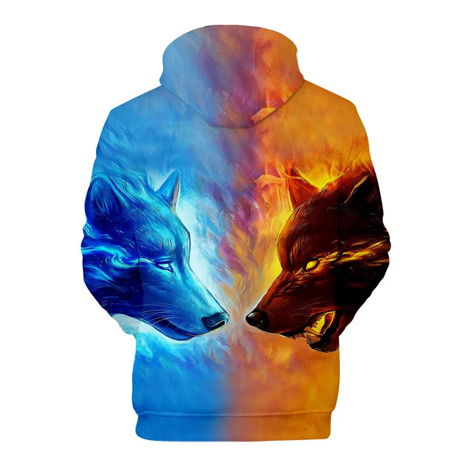 Cool Space Galaxy Wolf Hoodie Hoodies Men Bright Wolf Fashion Handsome Wolf Hoodies Spring Autumn Pullovers Sweatshirts Sweat