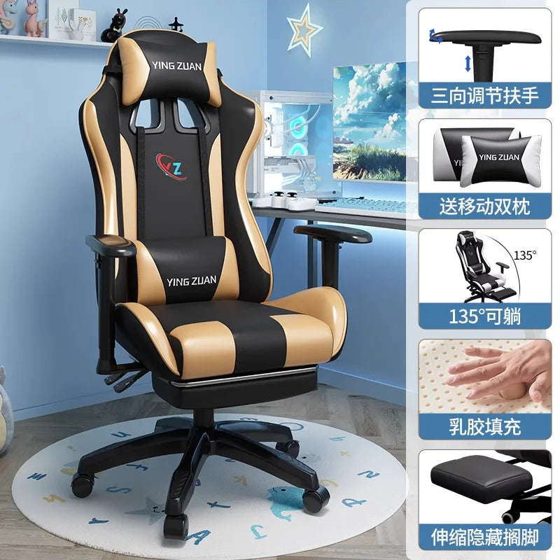 Gamingstol Datorstol Bekväm fällbar stol för gaming och LIVE Studenthem Hemmasittande ergonomi