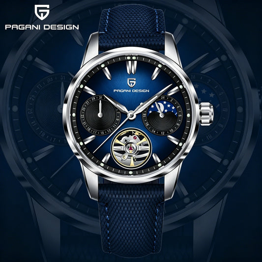 PAGANI DESIGN 41mm Men’s Luxury Mechanical Watch  Sapphire Crystal, Leather Strap & Waterproof