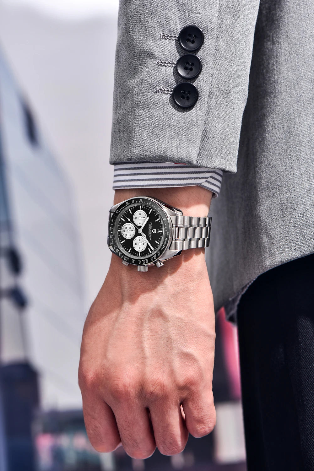 PAGANI DESIGN Moon-ur – Luksus-kvarts-kronograf til mænd, sporty stil, safirglas med antirefleksbehandling, selvlysende display