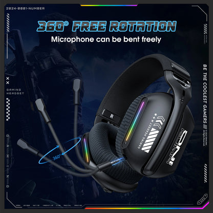 Onikuma Gt808 Three Modes with Mic E-Sports Wireless Gaming Headset Rgb Lighting Supports Bluetooth 5.3 / 2.4g / Aux 3.5mm