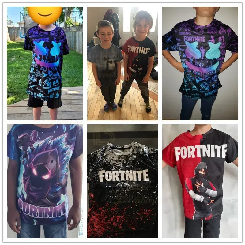 Bushranger Fortnite T-Shirt für Kinder, 3D-Print Banana Peely T-Shirt für Herren und Damen, Tee im Battle-Royale-Game-Design, Sommer-Top, Geburtstagsgeschenke