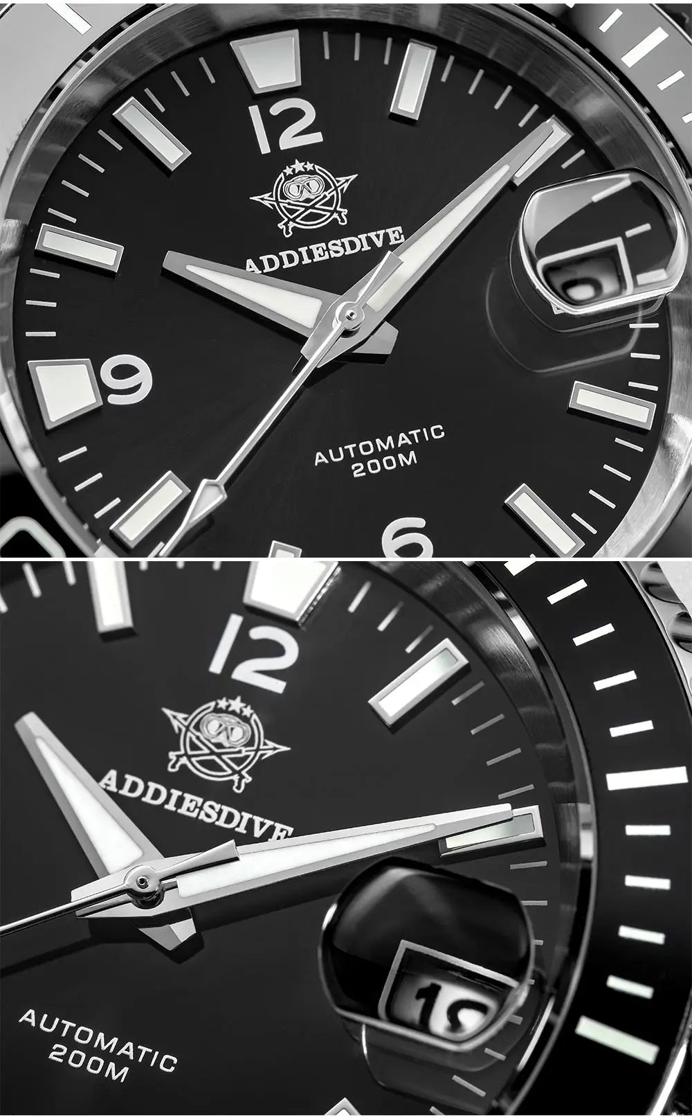 ADDIESDIVE New Diving Gift Watch Men 8215 Automatic Sapphire AR Coated Glass Ceramic Bezel Waterproof 200m Luminous Stainless St
