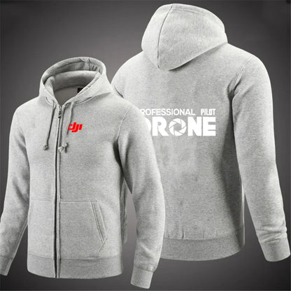 Dji Professional Pilot Drone Spring Autumn Casual Men's Solid Color Zipper Pullover Hoodie Coats Sportswear Fashion Long Sleeve