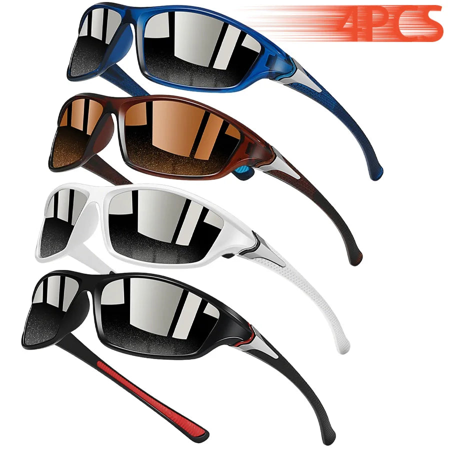 4 st. klassiska vintage-solglasögon i sportstil – skydd vid cykling, fiske, löpning, bergsklättring och bilkörning
