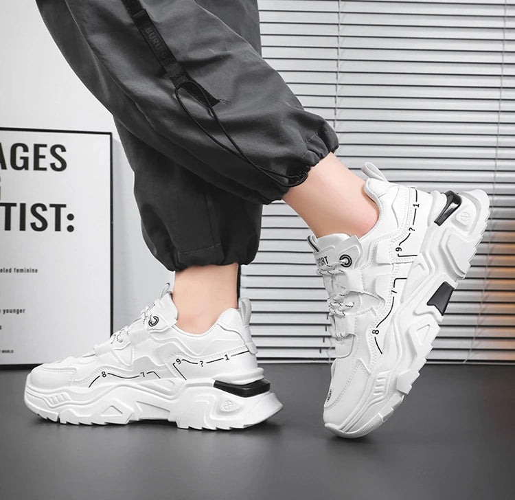 Chaussures de sport décontractées à semelles épaisses pour hommes, baskets polyvalentes quatre saisons pour étudiants en plein air, confortables, nouvelle collection