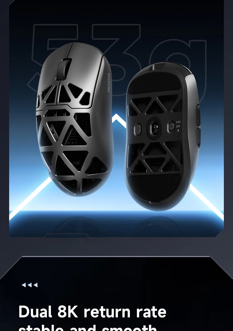 MCHOSE AX5 V2 Wireless Gaming Mouse 8KHz Polling PAW 3950 42000DPI Optical Sensor 56g Tri-Mode 130h Battery Magnesium Alloy