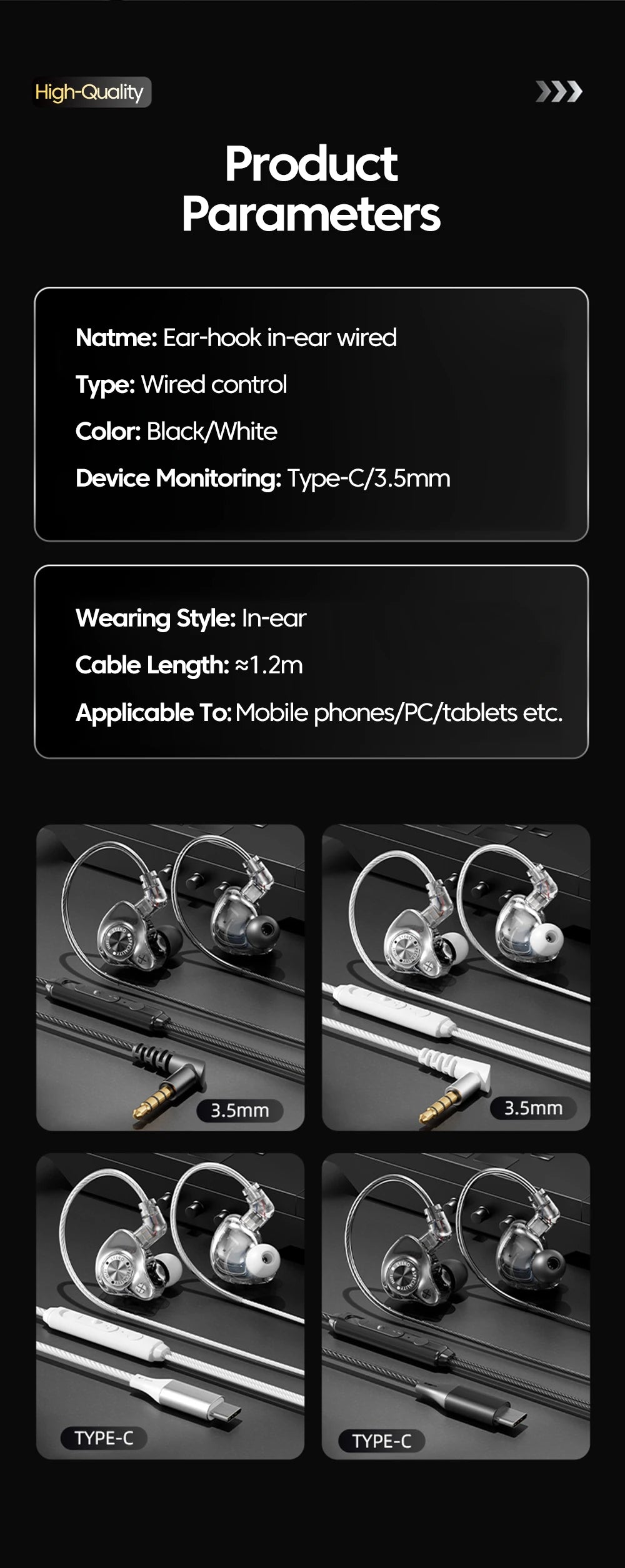 Original 15D Super Bass In Ear Headphone With Mic 3.5mm AUX/Type-C Digital Chip Headset For iPhone 17 Huawei Xiaomi Android