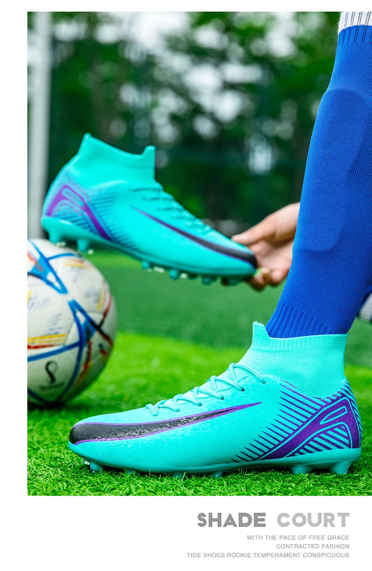 High Top Football Boots Men's Large Size 47 Training Sports AG Long Nail TF Broken Nail Ball Shoes Net Lining Rubber Outsole