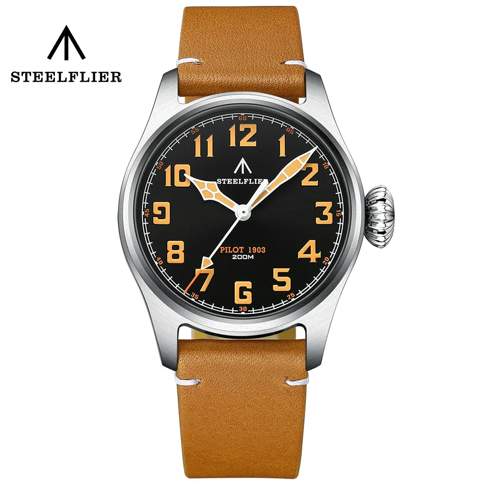 STEELFLIER Official SF740V New Quartz Pilot Series Swiss C3 Luminous 200M Waterproof VH31 Movement Men's Fashion Business Watch